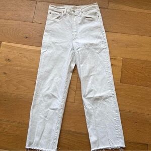 White High-Rise Straight Leg Jeans